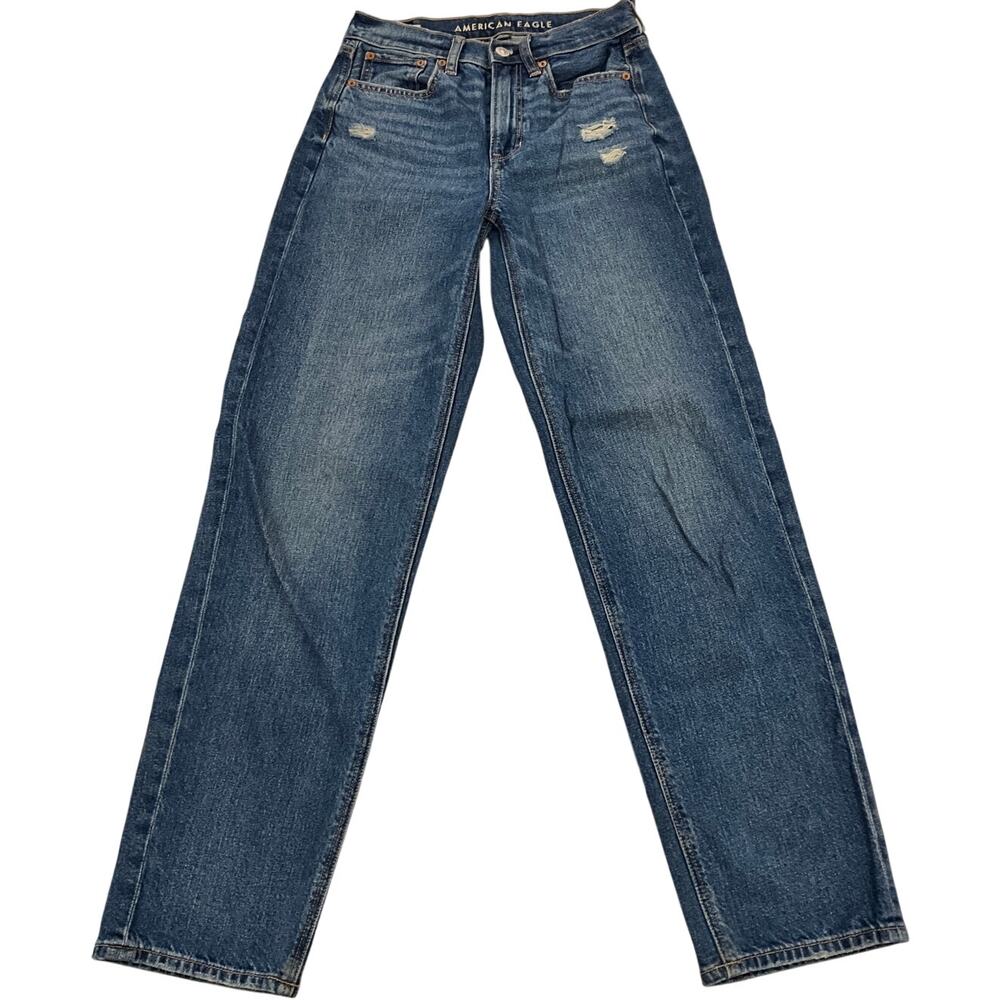 American Eagle Women's STRIGID 00R Denim Jeans Super High Rise Baggy Straight - Picture 2 of 11